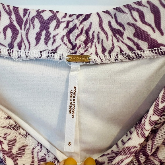 Free People | Romi Mesh Mini Skirt Purple and White Zebra Print - Picture 5 of 8
